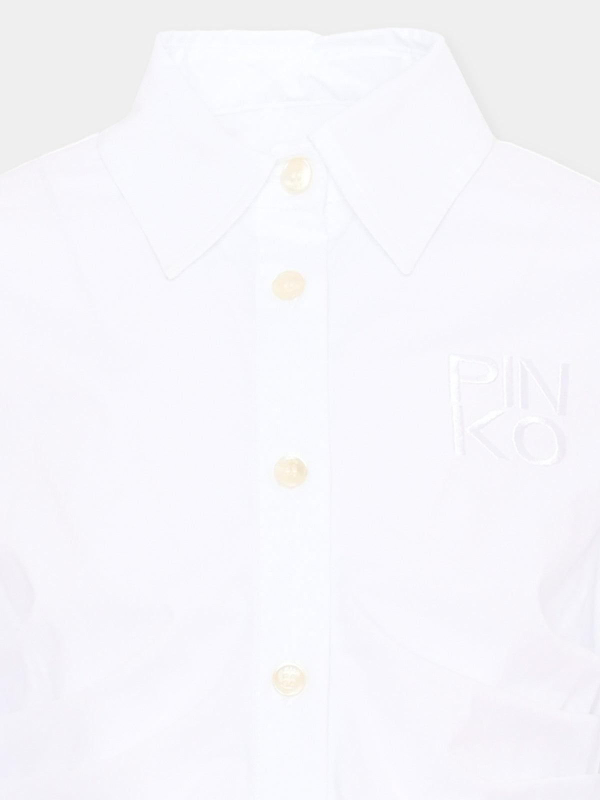 Camicia a manica lunga bianca per bambina con logo,Pinko,KFCA051 0 CA027 B000