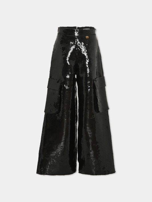 Pantalone nero per bambina con paillettes,Pinko,KFPA088 0 TV152 N000