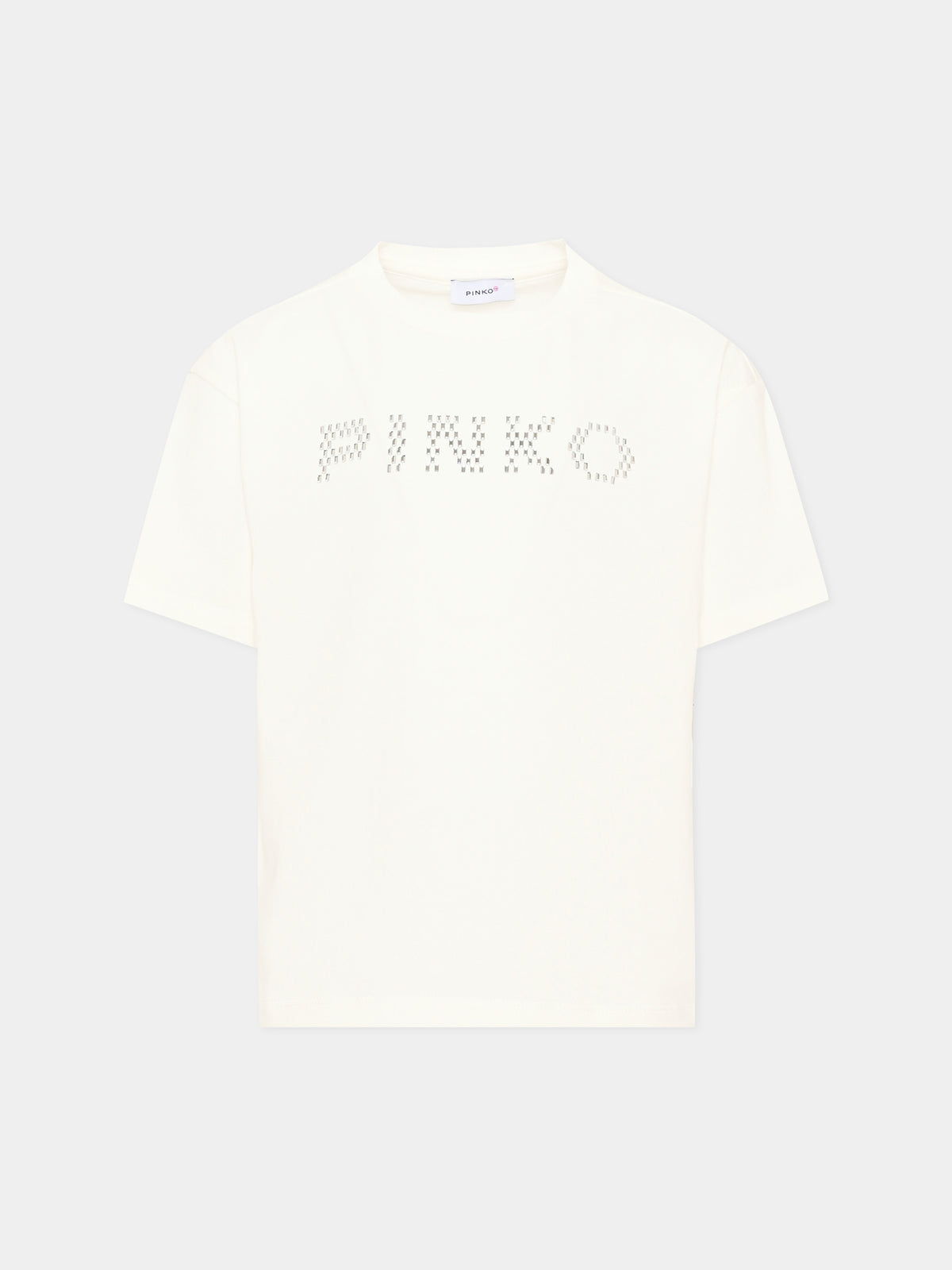 T-shirt avorio per bambina con logo,Pinko,KFTS065 C JE017 0913