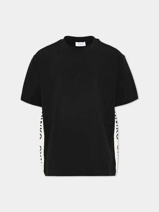 T-shirt nera per bambina,Pinko,KFTS069 C JE018 0915