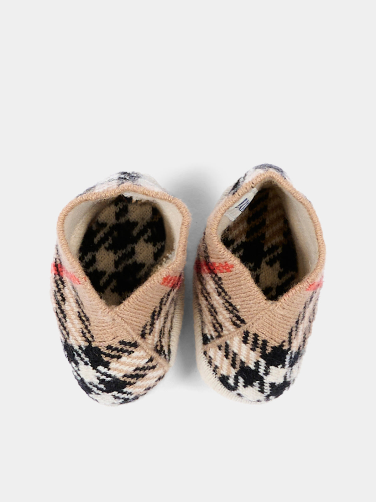 Babbucce beige per neonati con vintage check,Burberry Kids,8131324 B9368