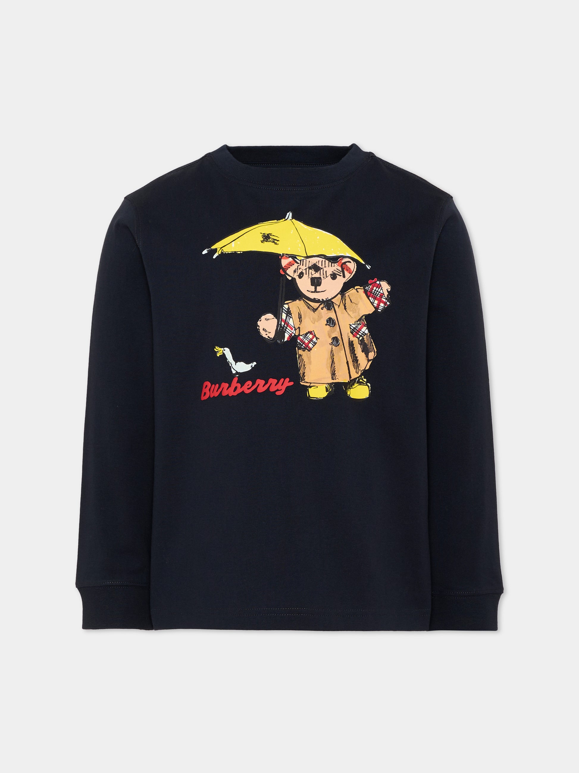 T-shirt a blu per bambino con Thomas Bear,Burberry Kids,8131951 A1662