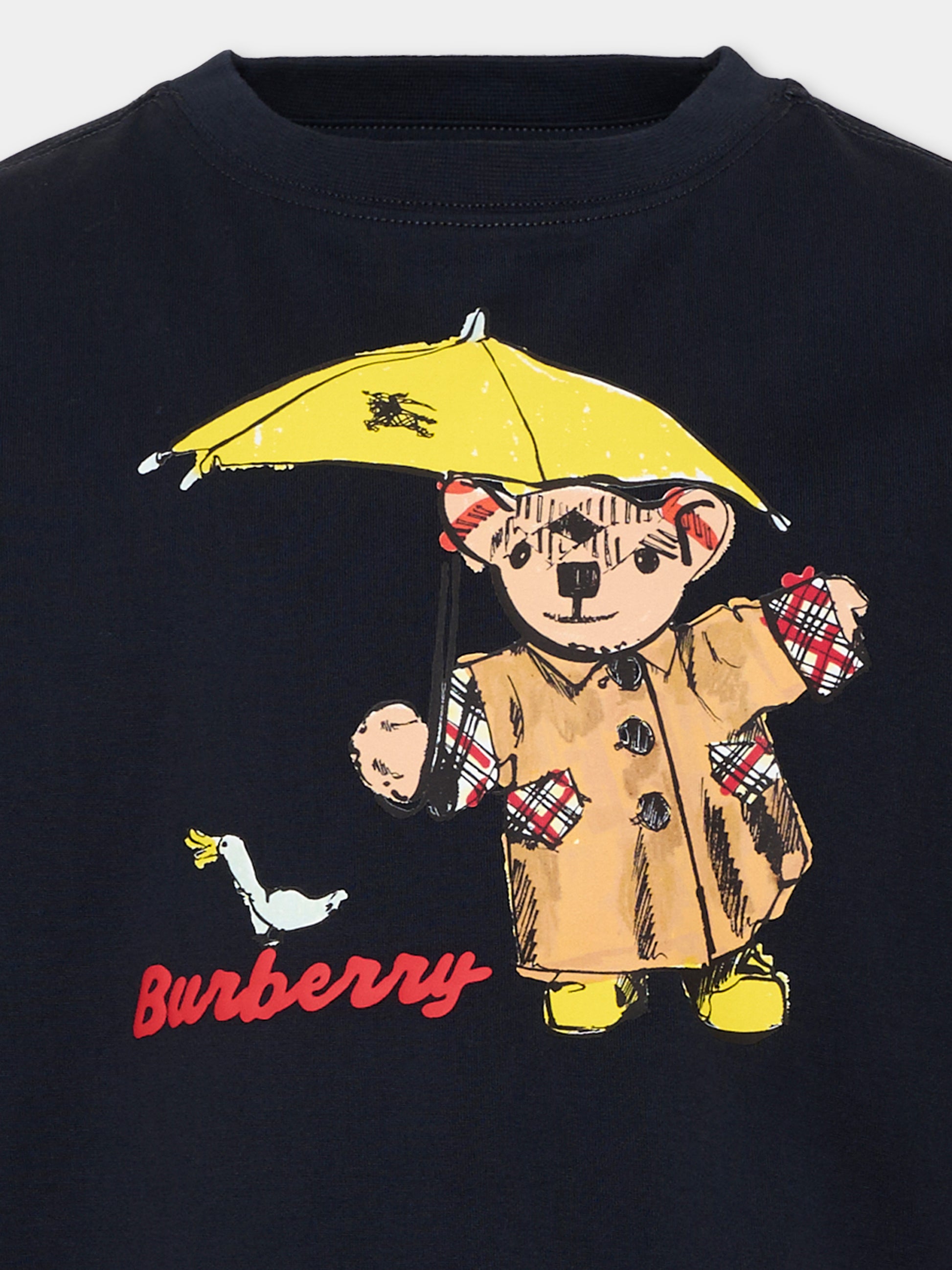 T-shirt a blu per bambino con Thomas Bear,Burberry Kids,8131951 A1662