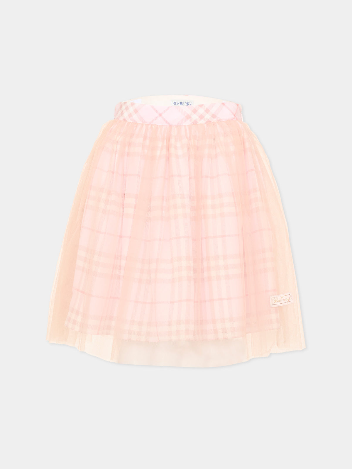 Pink skirt for girl with check