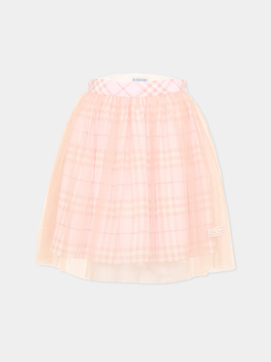 Gonna rosa per bambina con check