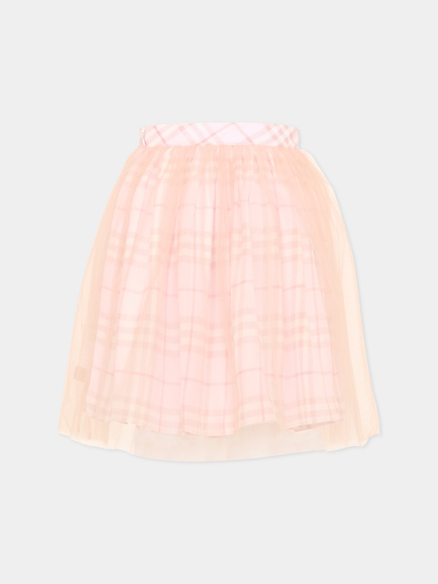 Gonna rosa per bambina con check,Burberry Kids,8131017 A4602
