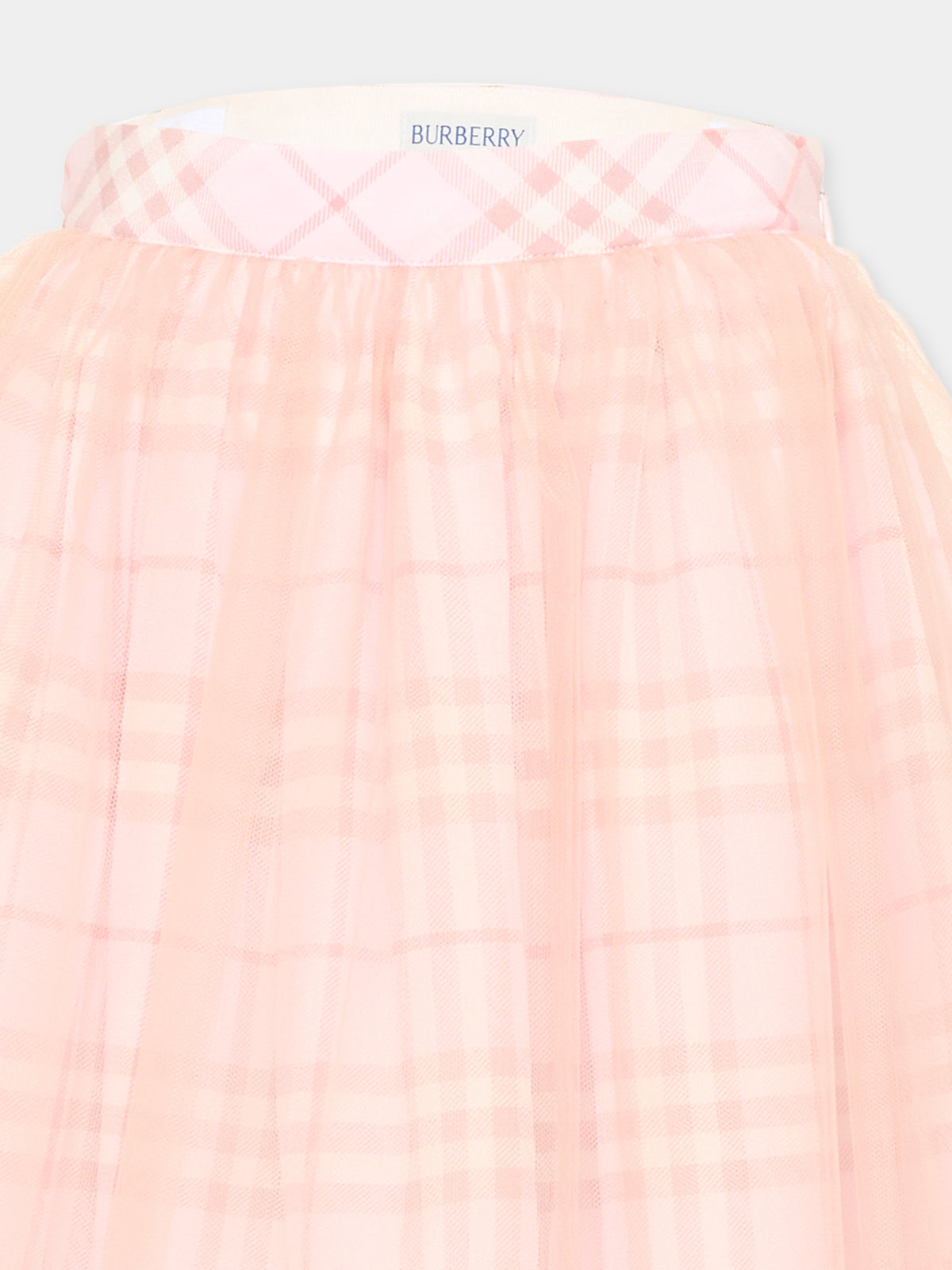 Pink skirt for girl with check