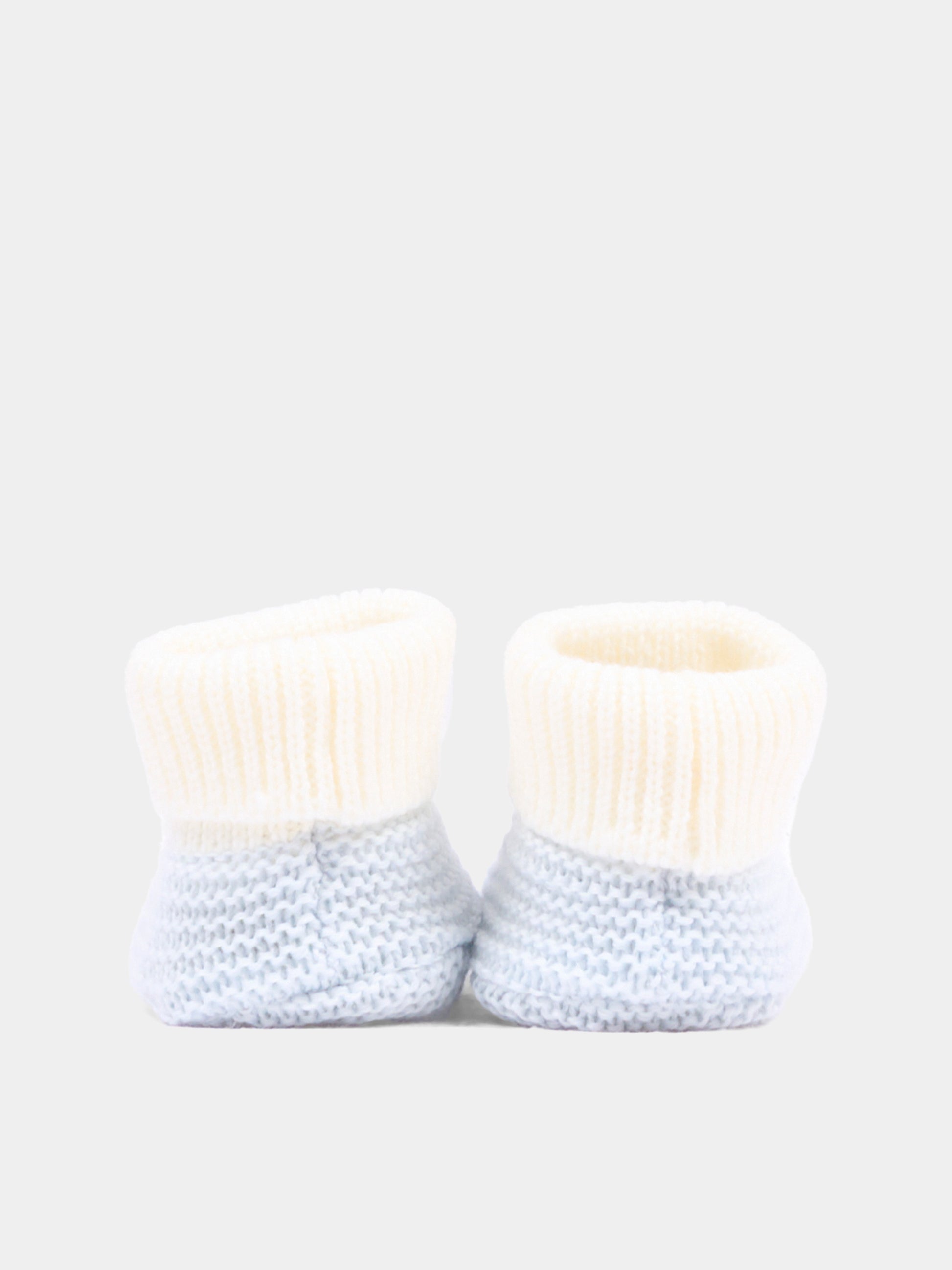 Babbucce blu per neonato in tricot,Little Bear,4129 LATTE/CIELO