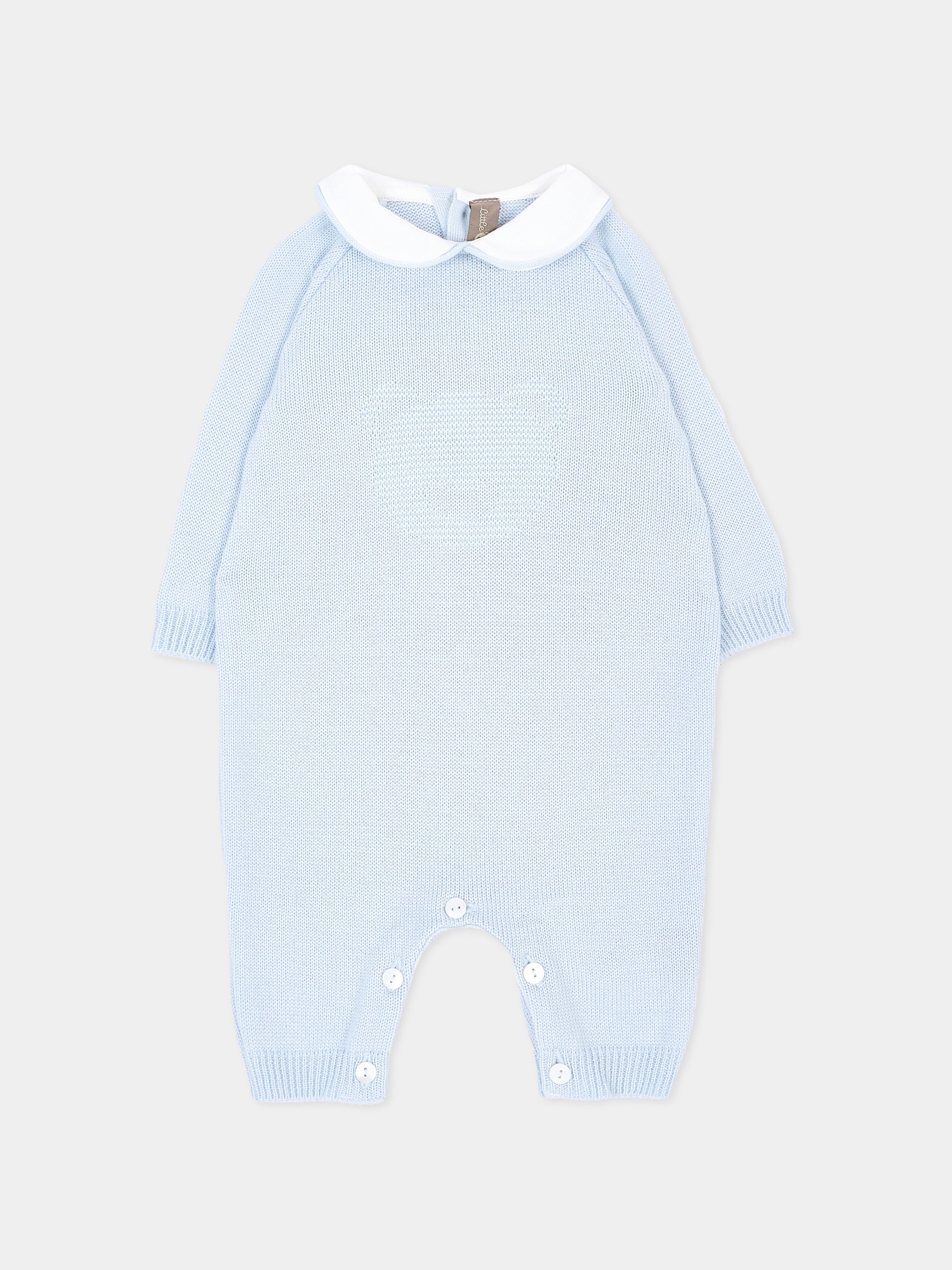 Cardigan celeste per neonato in maglia,Little Bear,4134 CIELO
