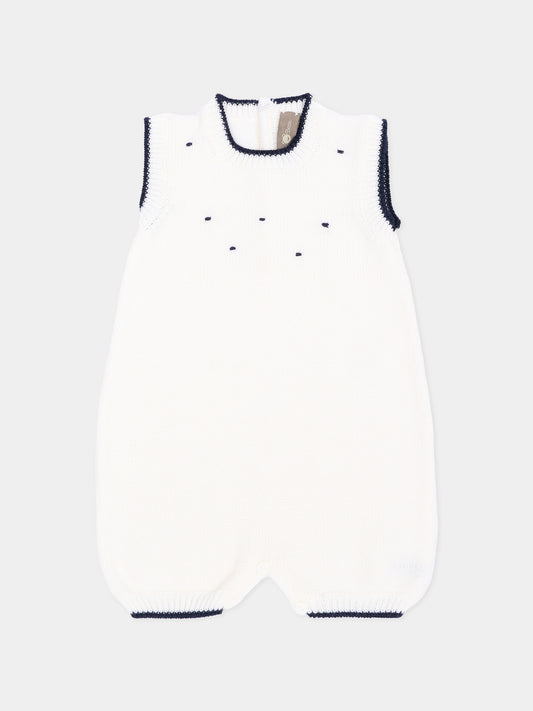 Pagliaccetto blu per neonato con ricami,Little Bear,4014 LATTE/BLU