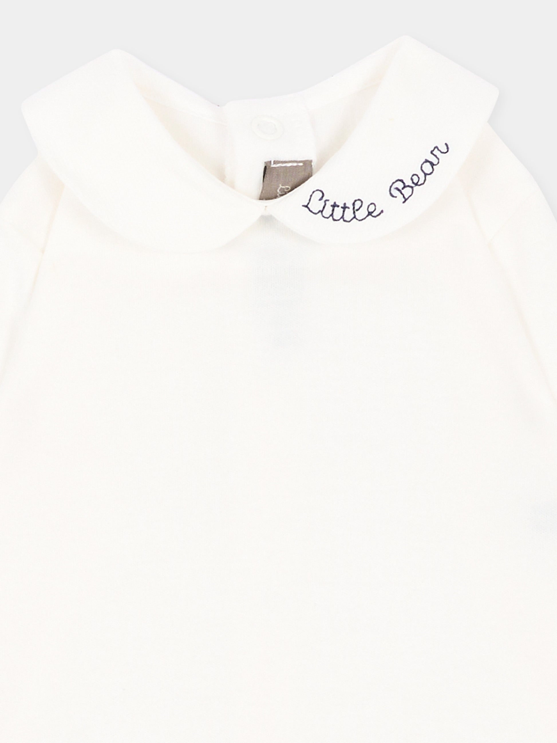 Body avorio per neonato con logo,Little Bear,5024 LATTE/BLU