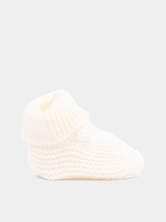 Babbucce avorio per neonato tricot,Little Bear,4129 LATTE