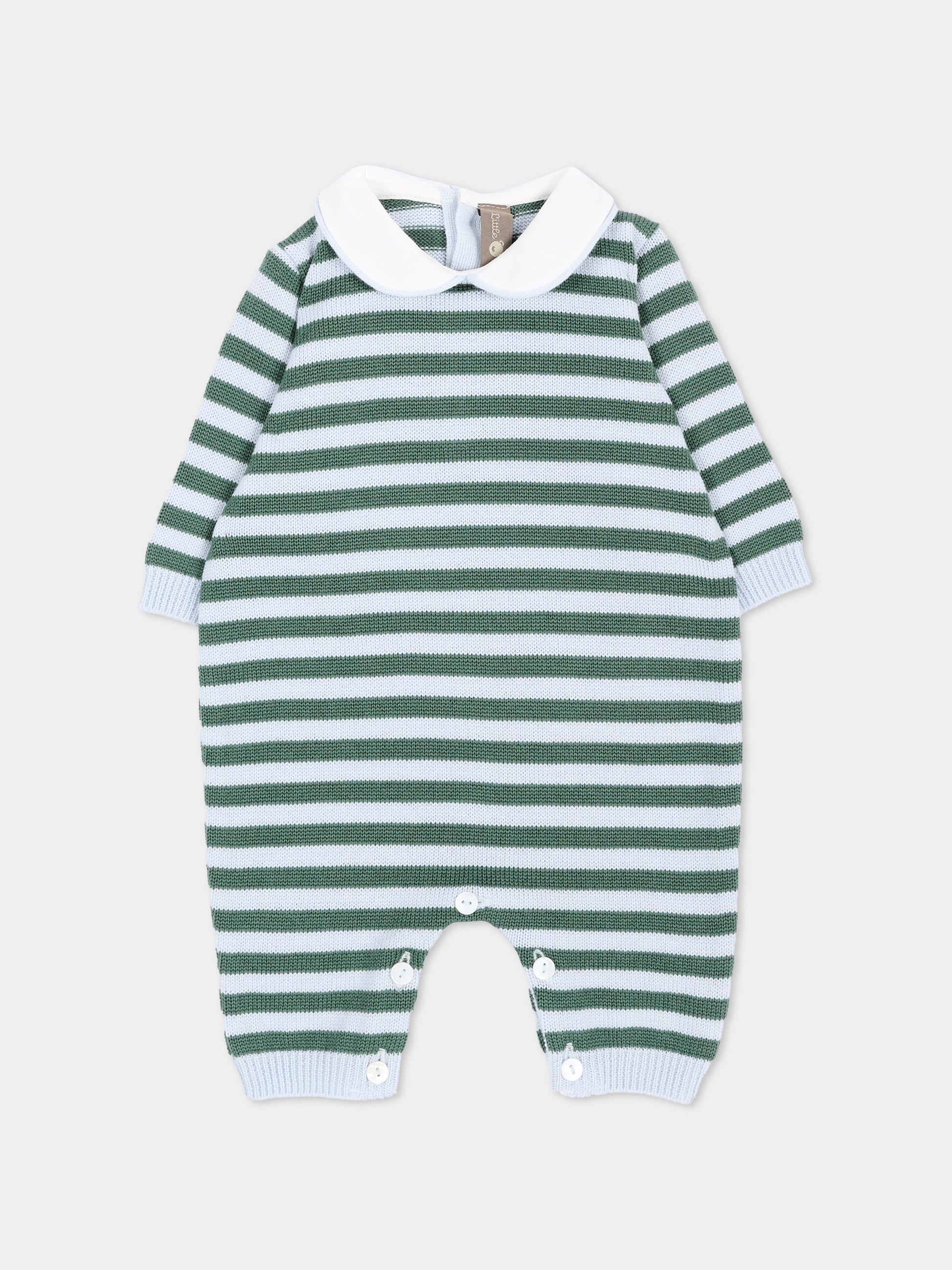 Tutina celeste a righe per neonato,Little Bear,4117 CIELO/BOSCO