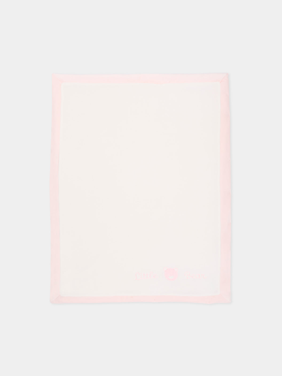 Coperta rosa per neonata con logo,Little Bear,4052 LATTE/ROSA