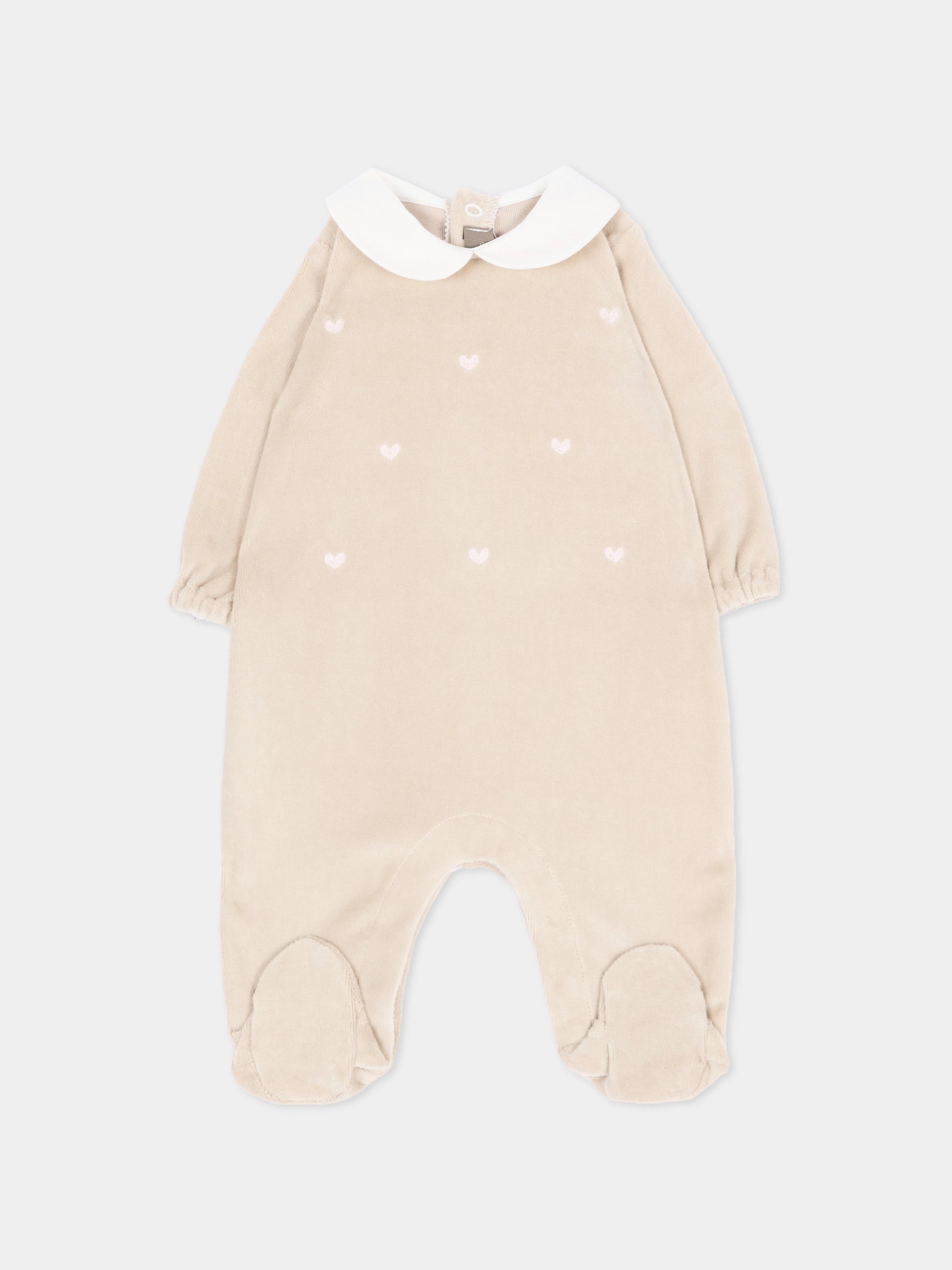 Tutina marrone per neonato con cuori,Little Bear,4046 TORTORA/CIELO