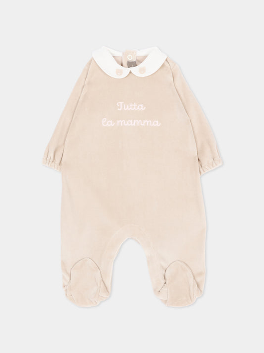 Tutina marrone per neonata con ricamo,Little Bear,4050 TORTORA/ROSA