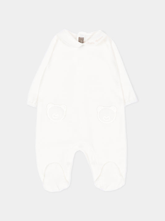 Tutina bianca per neonato con orsetti,Little Bear,4045 LATTE/LATTE