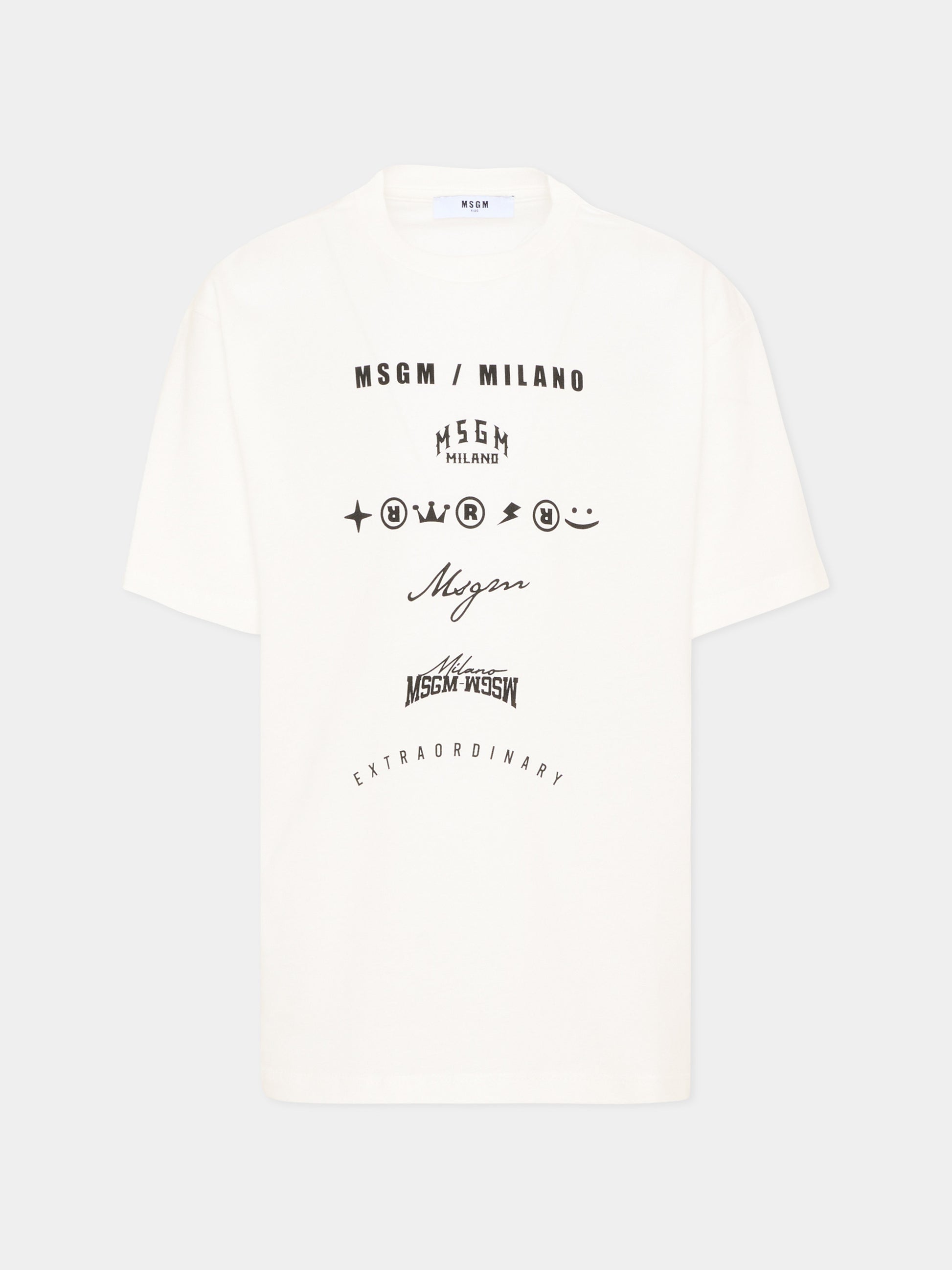 T-Shirt bianca per bambino con logo,Msgm Kids,F5MSJBTH222 002