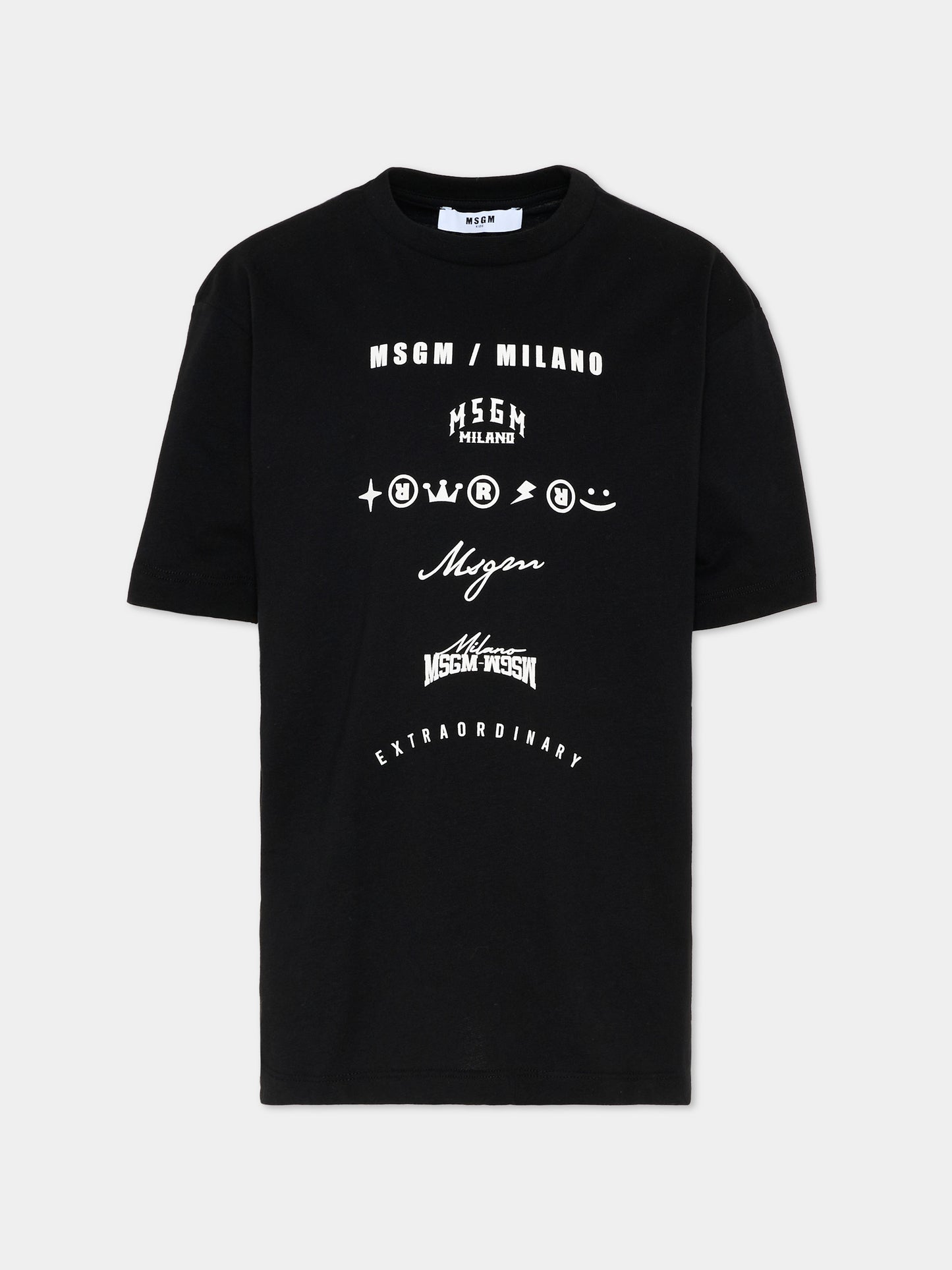 T-Shirt nera per bambino con logo,Msgm Kids,F5MSJBTH222 110