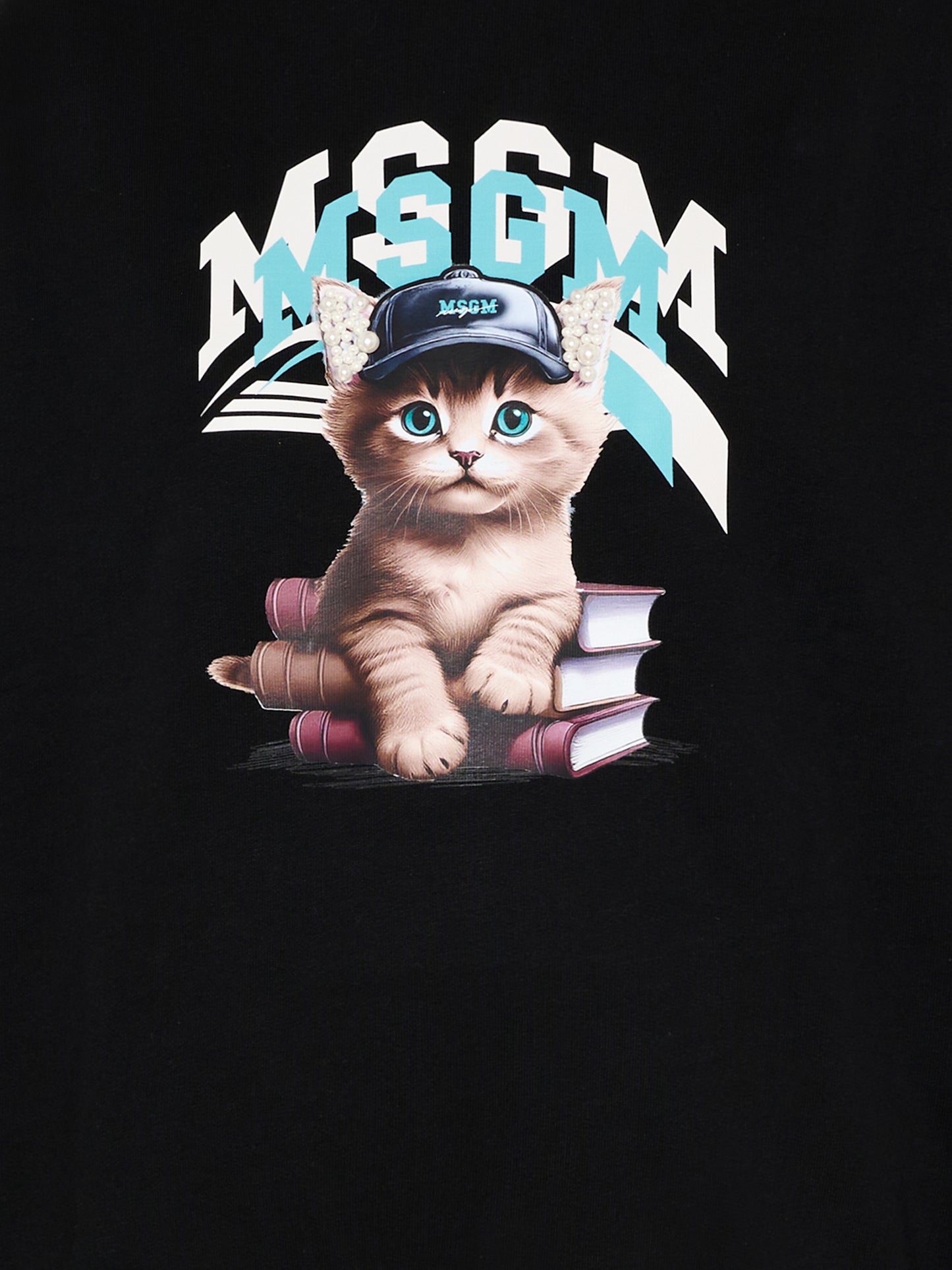 Felpa nera per bambina con gattino,Msgm Kids,F5MSJGSW125 110