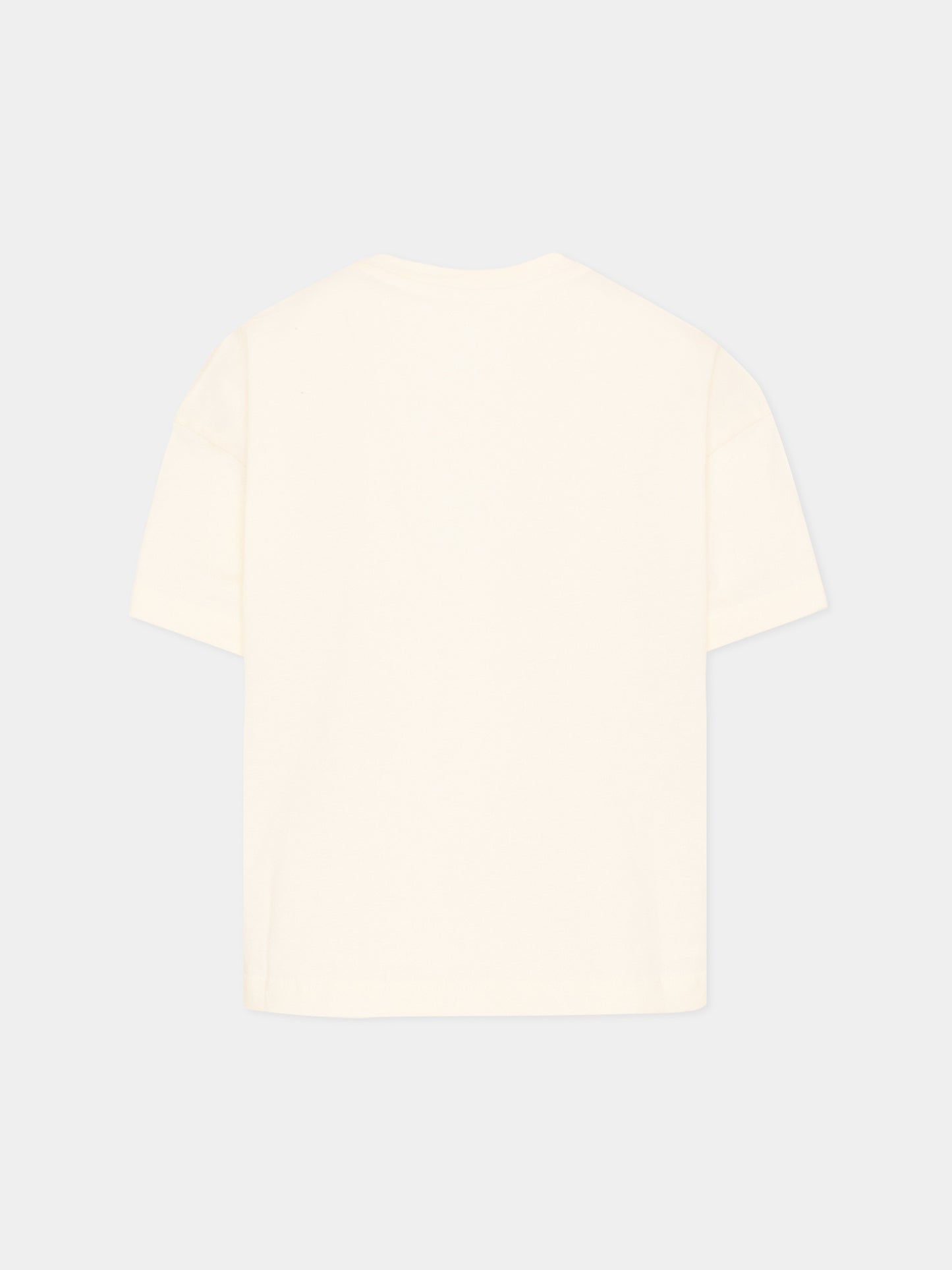 T-Shirt avorio per bambina con logo animalier,Msgm Kids,F5MSJGTH141 013