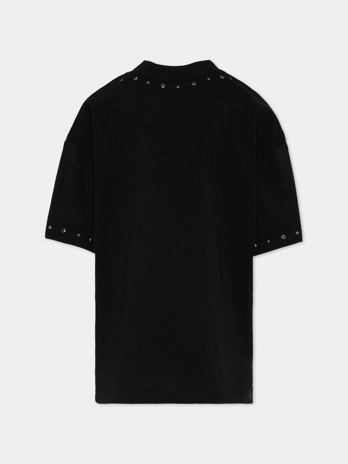 T-Shirt nera per bambina con borchie,Msgm Kids,F5MSJGTH149 110
