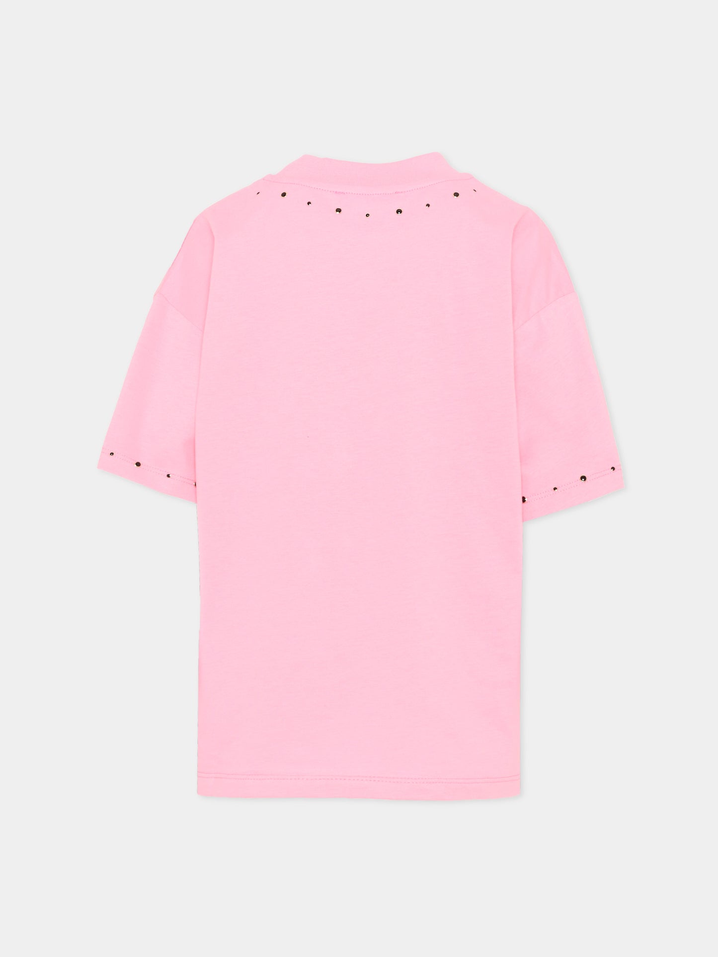 T-Shirt rosa per bambina con borchie,Msgm Kids,F5MSJGTH149 MS038