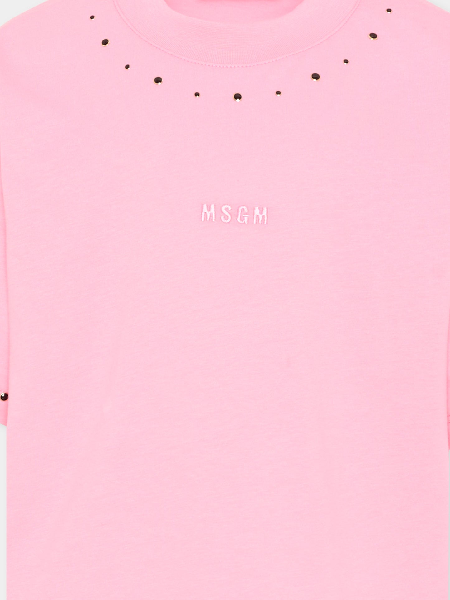 T-Shirt rosa per bambina con borchie,Msgm Kids,F5MSJGTH149 MS038