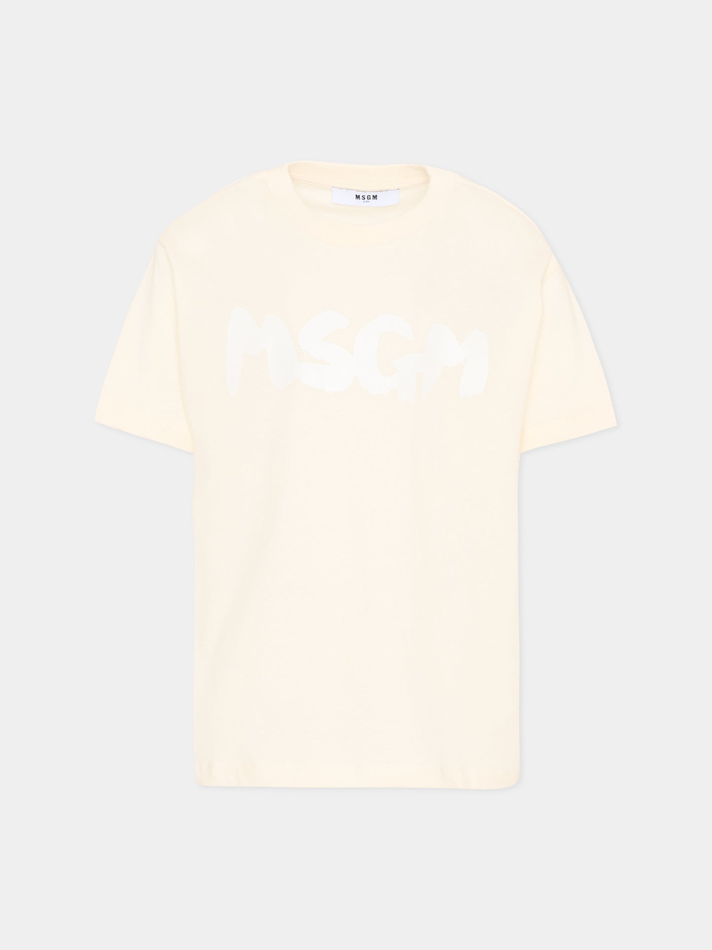 T-shirt avorio per bambini con logo,Msgm Kids,F5MSJUTH011 013