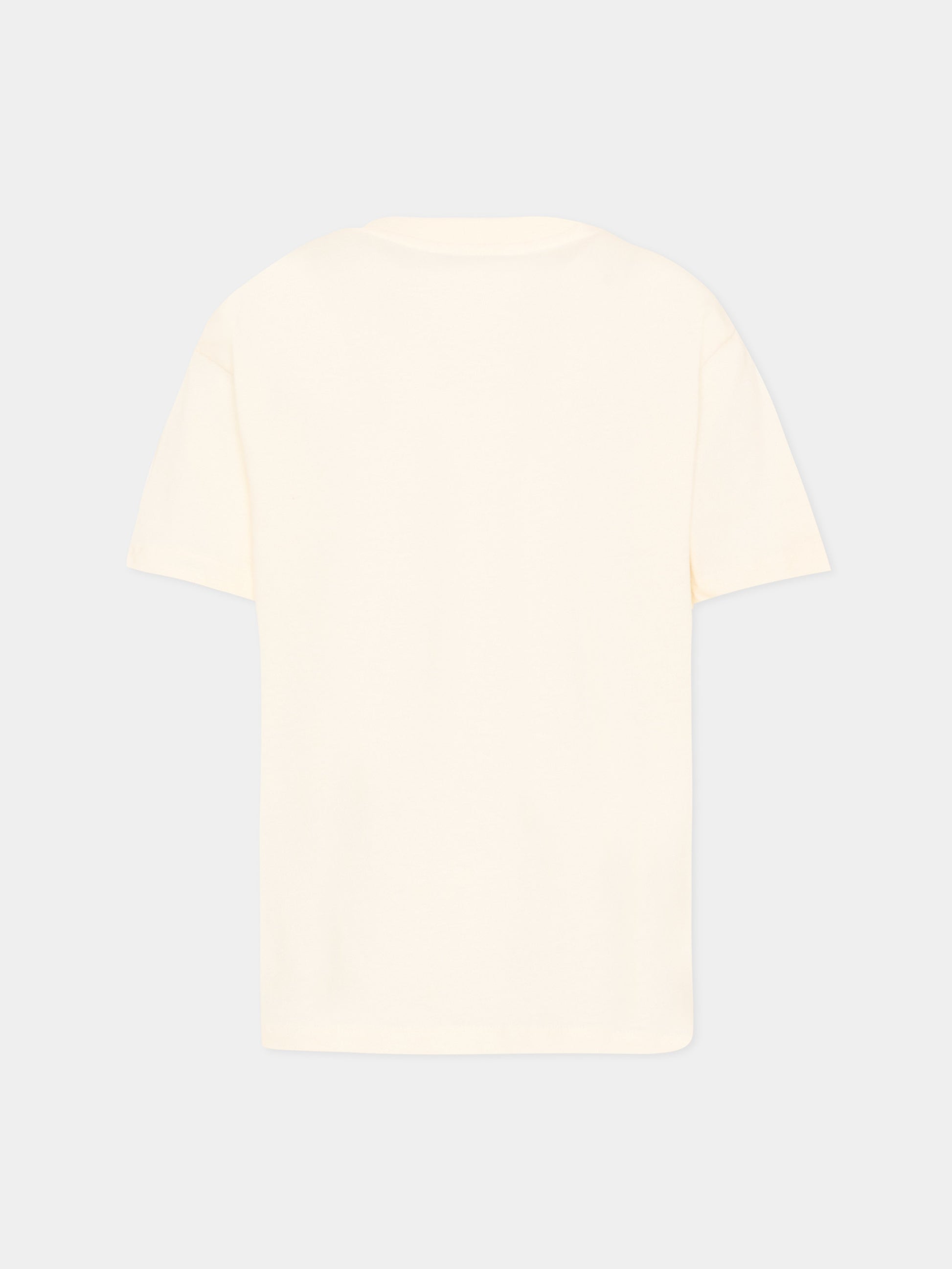 T-shirt avorio per bambini con logo,Msgm Kids,F5MSJUTH011 013