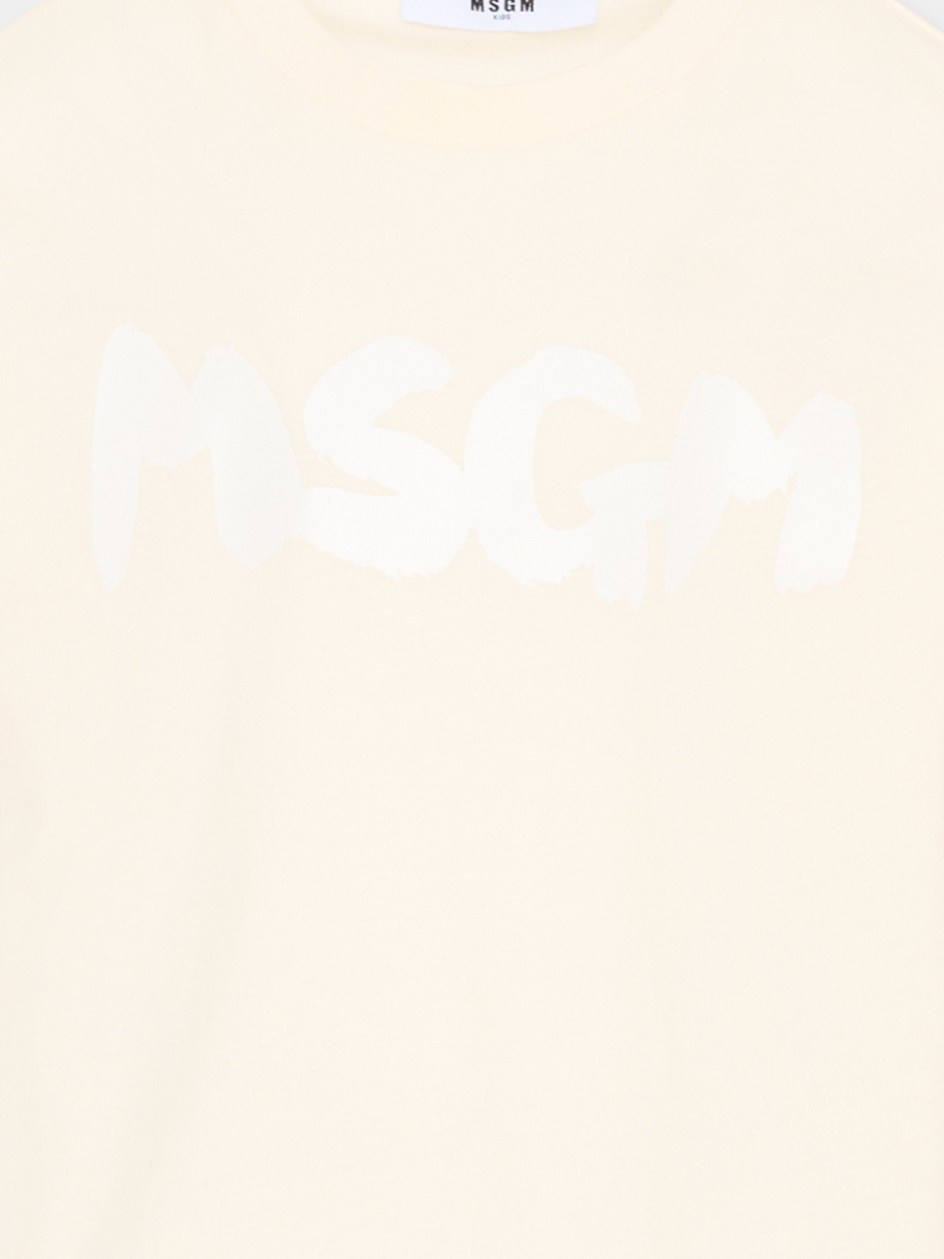 T-shirt avorio per bambini con logo,Msgm Kids,F5MSJUTH011 013