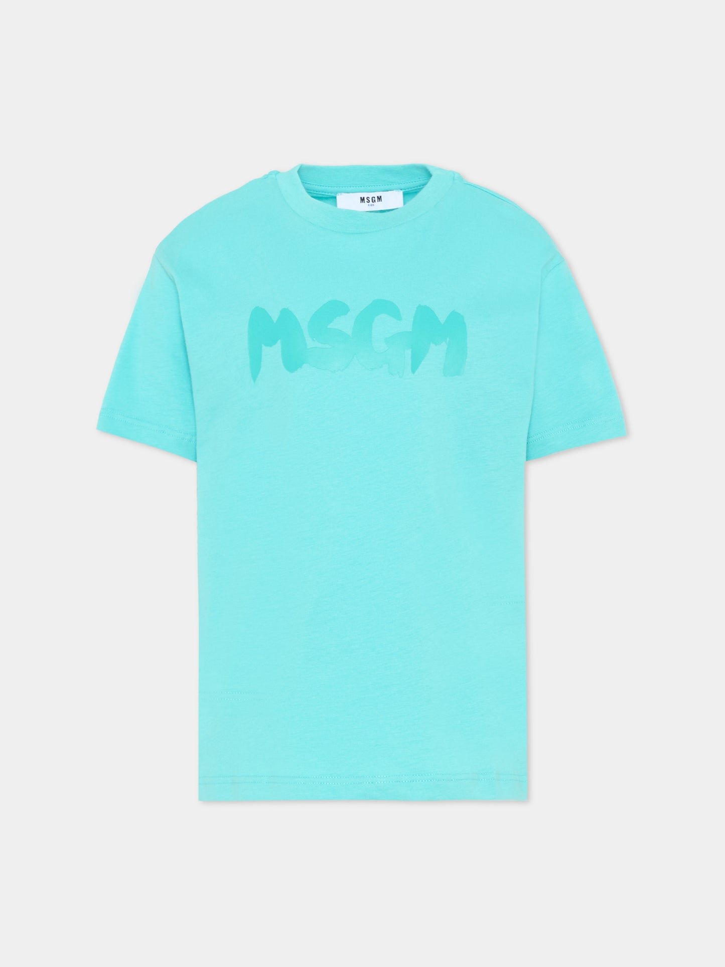 T-Shirt azzurra per bambini con logo,Msgm Kids,F5MSJUTH011 MS037