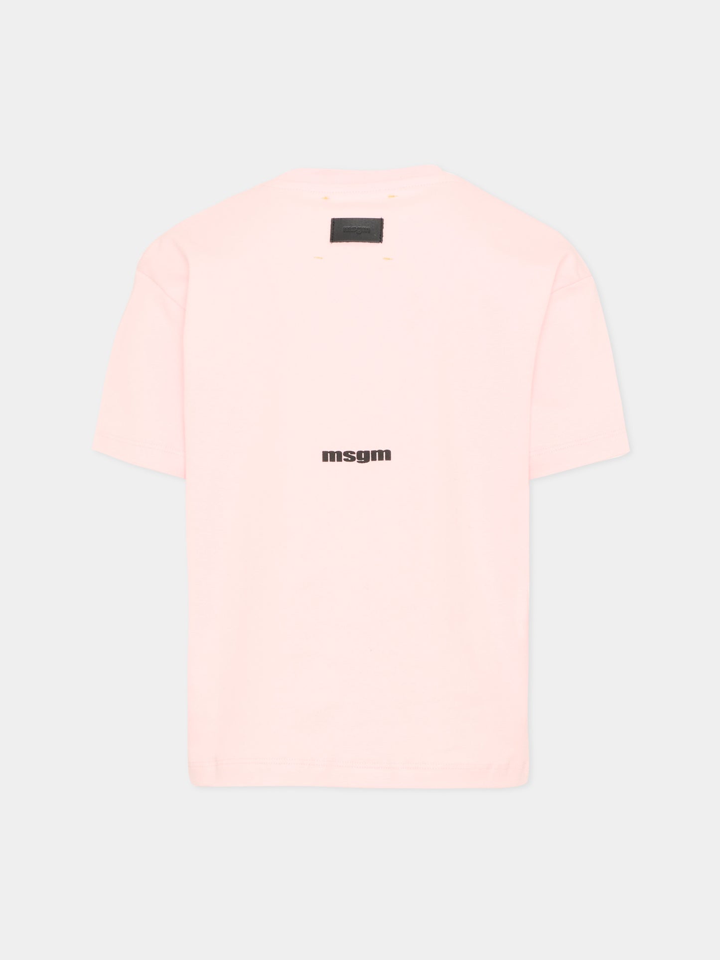 T-shirt rosa per bambina con logo,Msgm Kids,F5MSJUTH055 MS044