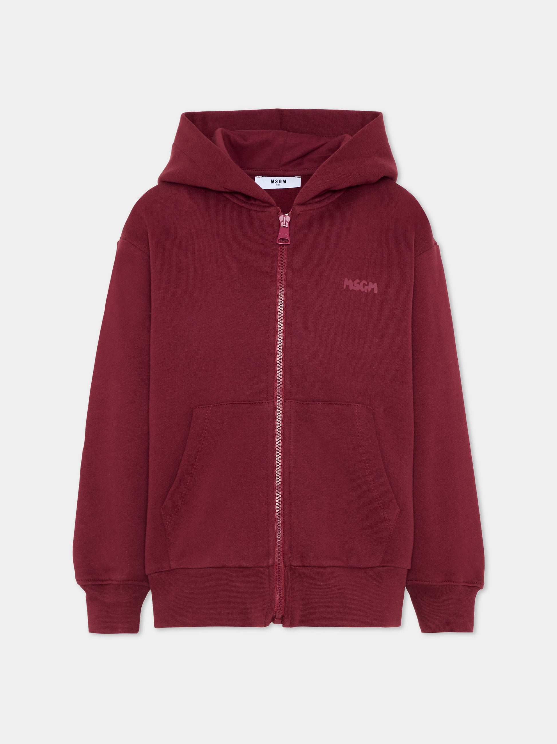 Felpa bordeaux per bambini con logo,Msgm Kids,F5MSJUZH002 MS034