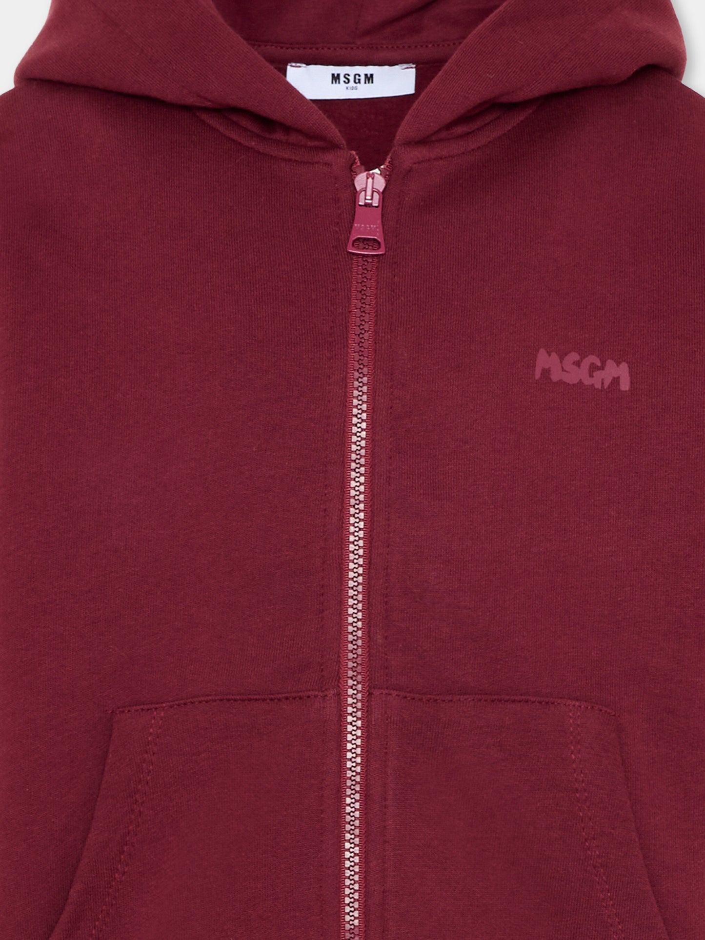 Felpa bordeaux per bambini con logo,Msgm Kids,F5MSJUZH002 MS034