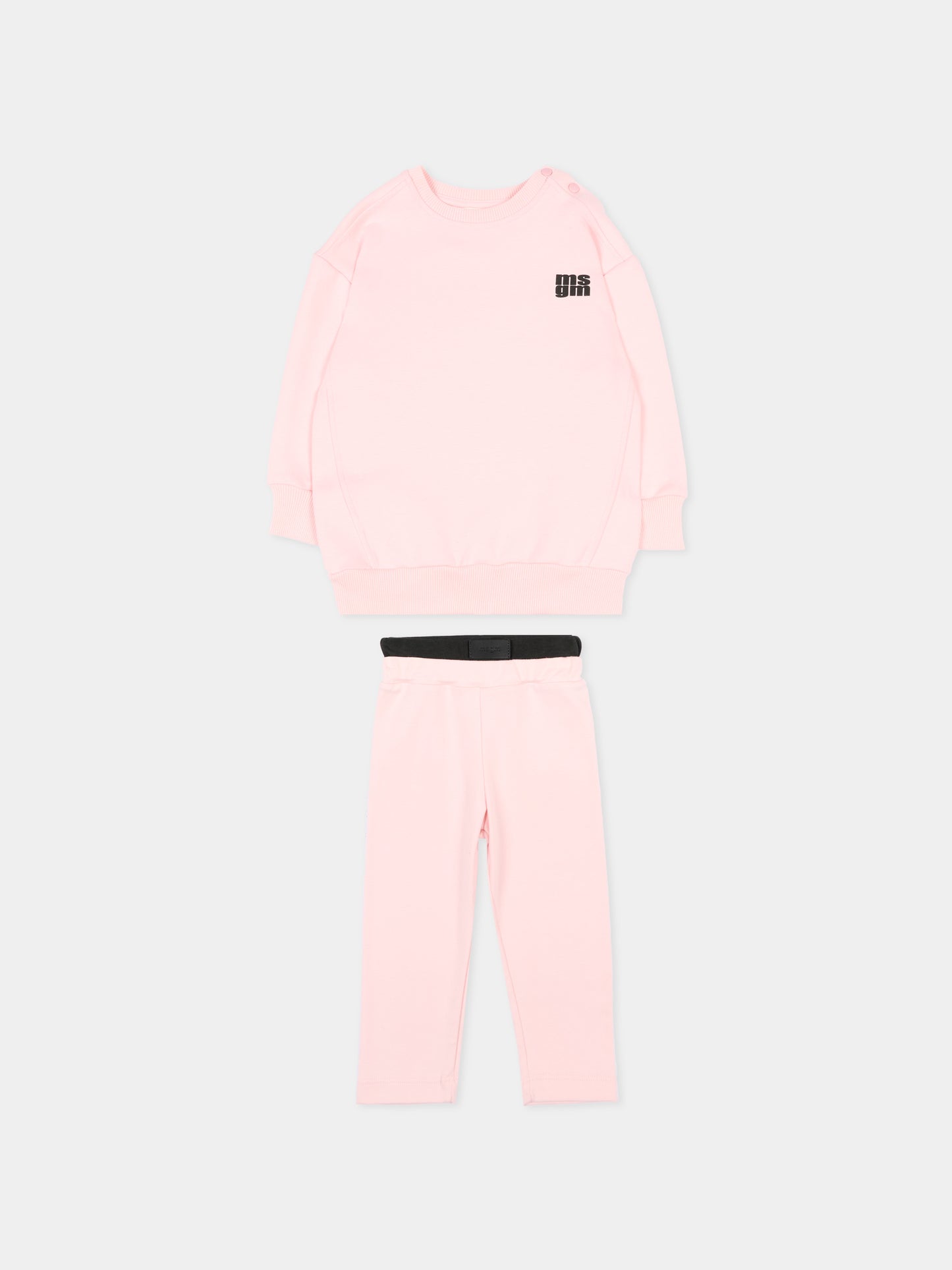 Completo sportivo rosa per neonata con logo,Msgm Kids,F5MSNGDL294 MS044