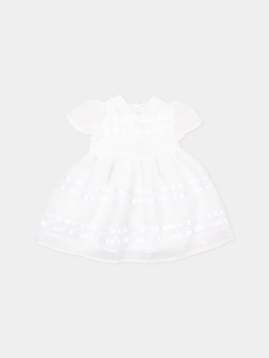 Abito bianco per neonata con nastri,Simonetta,SZ1011 O0075 100