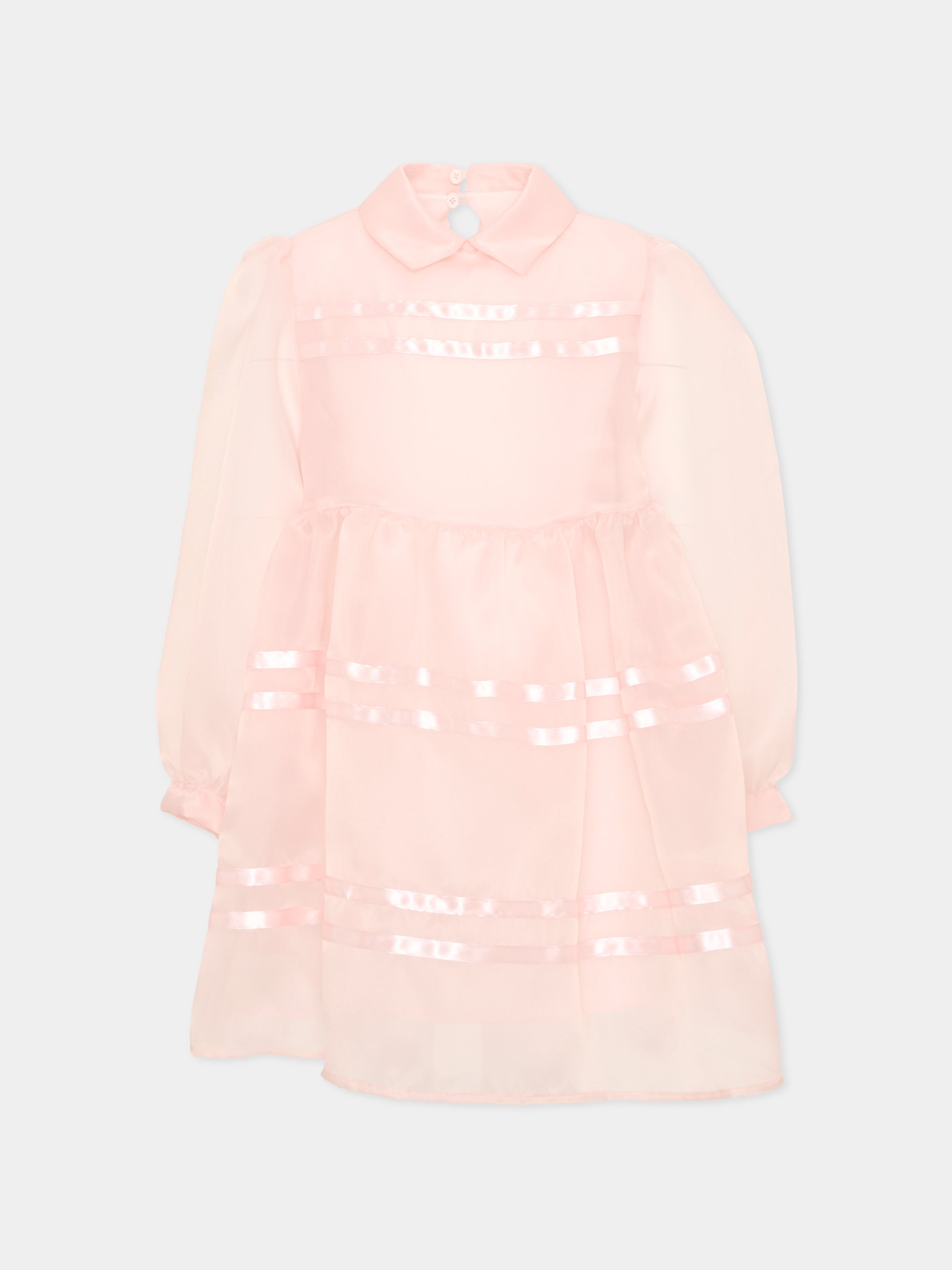 Abito rosa per bambina con nastri,Simonetta,SZ1A90 O0075 51E