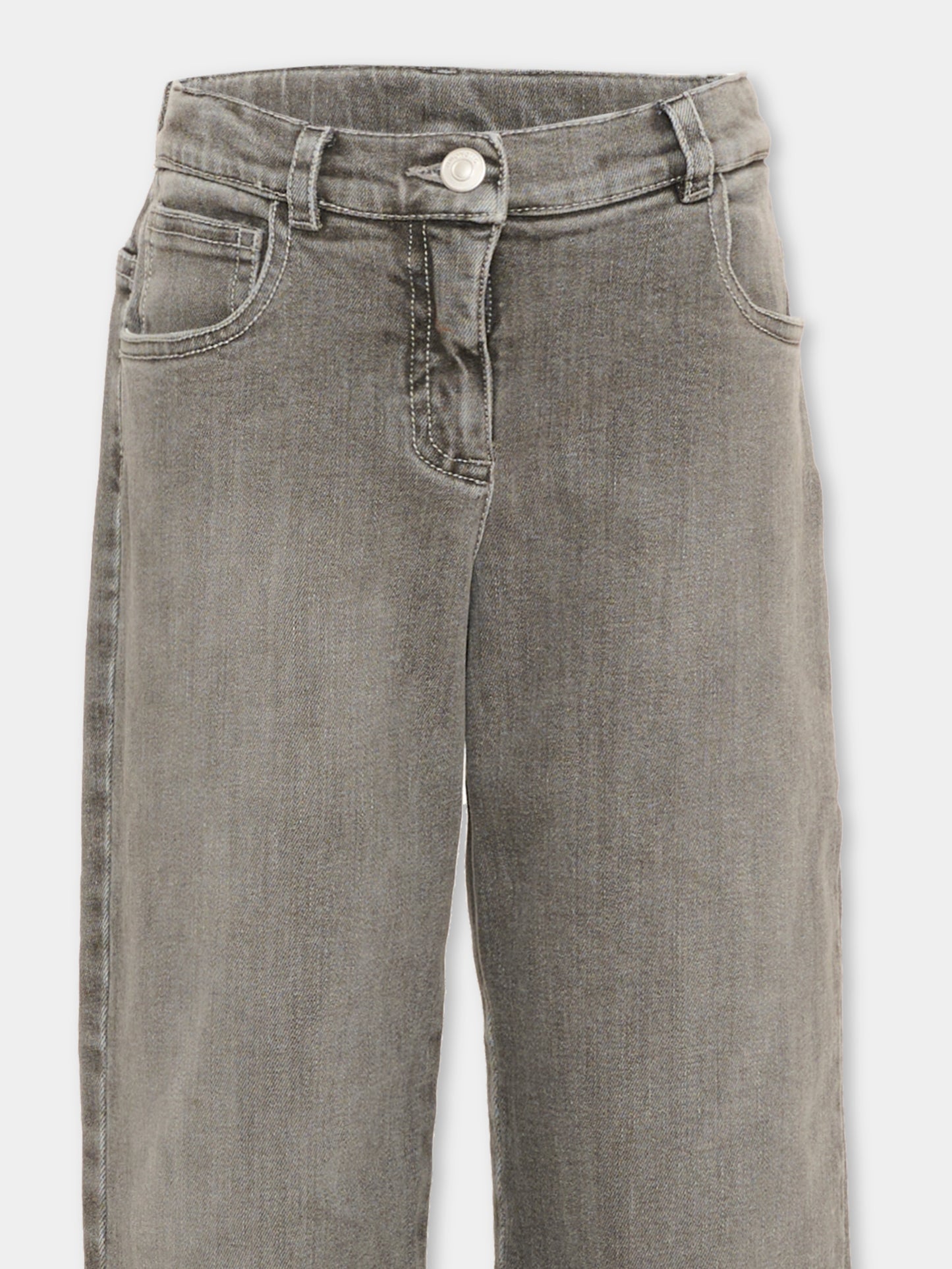 Jeans grigio per bambina smerlati,Simonetta,SZ6A70 D0004 920