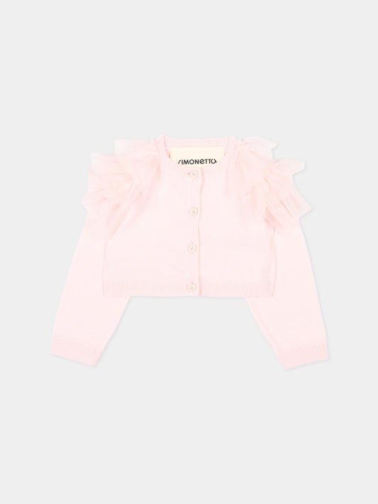 Cardigan rosa per neonata con ruches,Simonetta,SZ9020 W0012 501