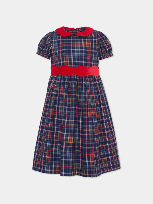 Abito elegante blu per bambina tartan,Mariella Ferrari,ABQ15MC 027