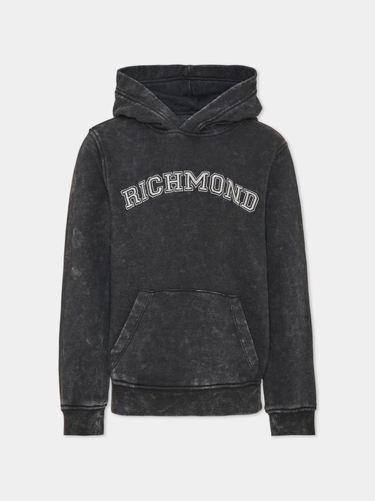 Felpa con cappuccio nera per bambino con logo,Richmond,RBA26049FE BLACK BLACK