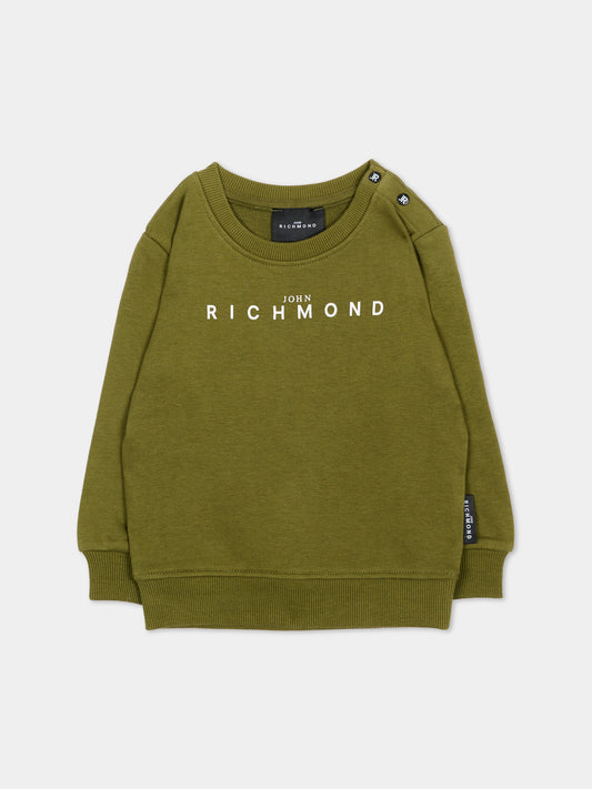 Felpa verde per neonato con logo,Richmond,RIA26003FE GREEN_MIL GREEN MILITARY.