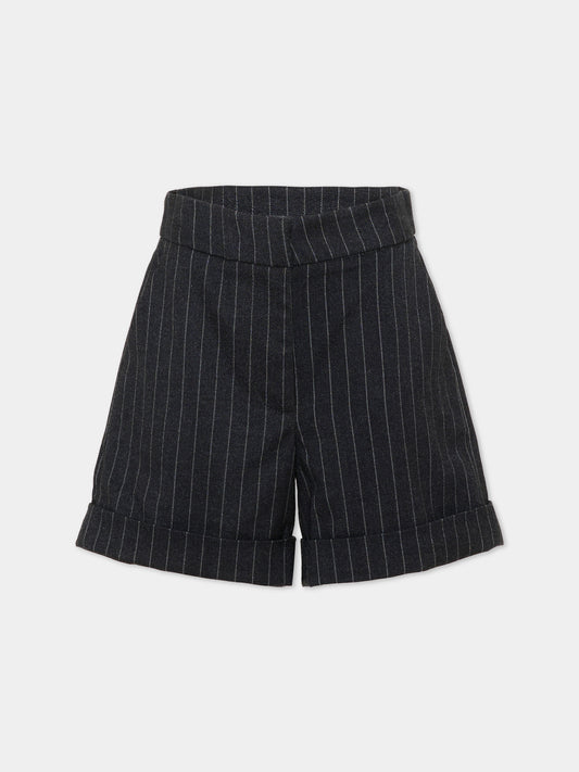 Shorts grigio per bambina a righe,Trussardi Junior,TGA26043SH GREY/O-WHT GREY