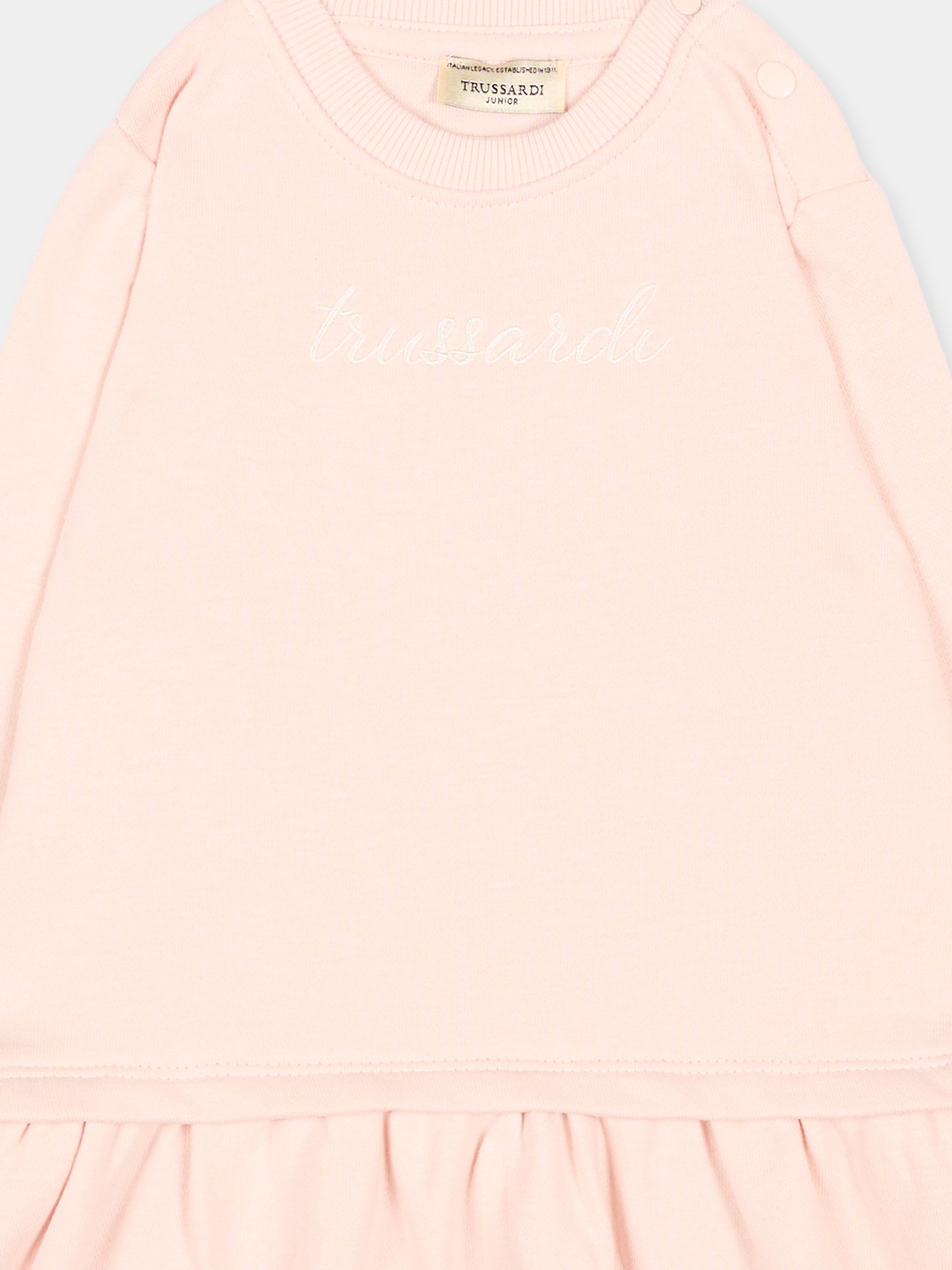 Vestito rosa per neonata con logo,Trussardi Junior,TIA26026VE BLUSH BLUSH