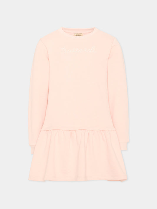 Vestito rosa per bambina con logo,Trussardi Junior,TIA26026VE BLUSH BLUSH