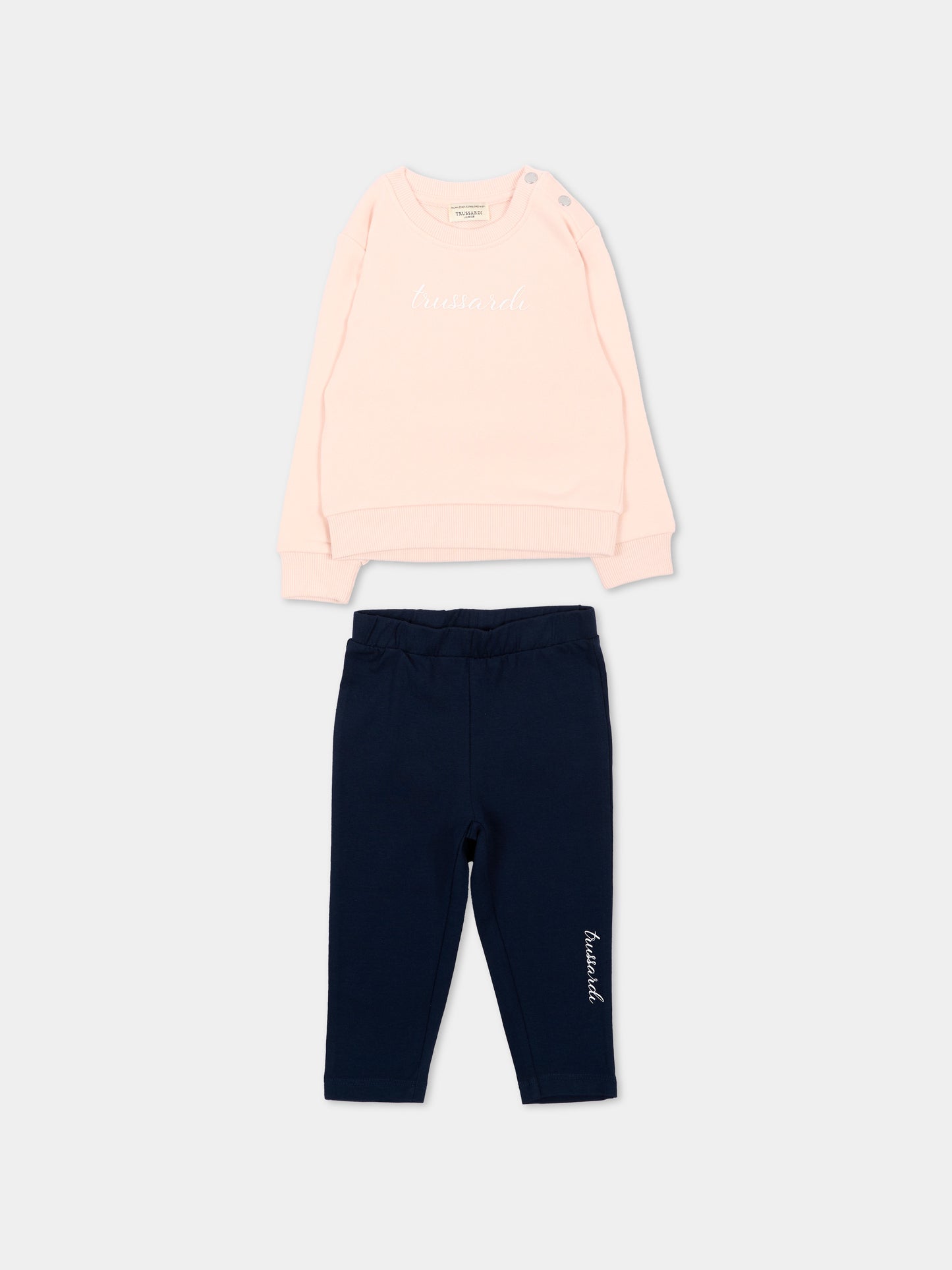Completo sportivo rosa per neonata con logo,Trussardi Junior,TIA26034CF BLUSH/BL.N BLUSH