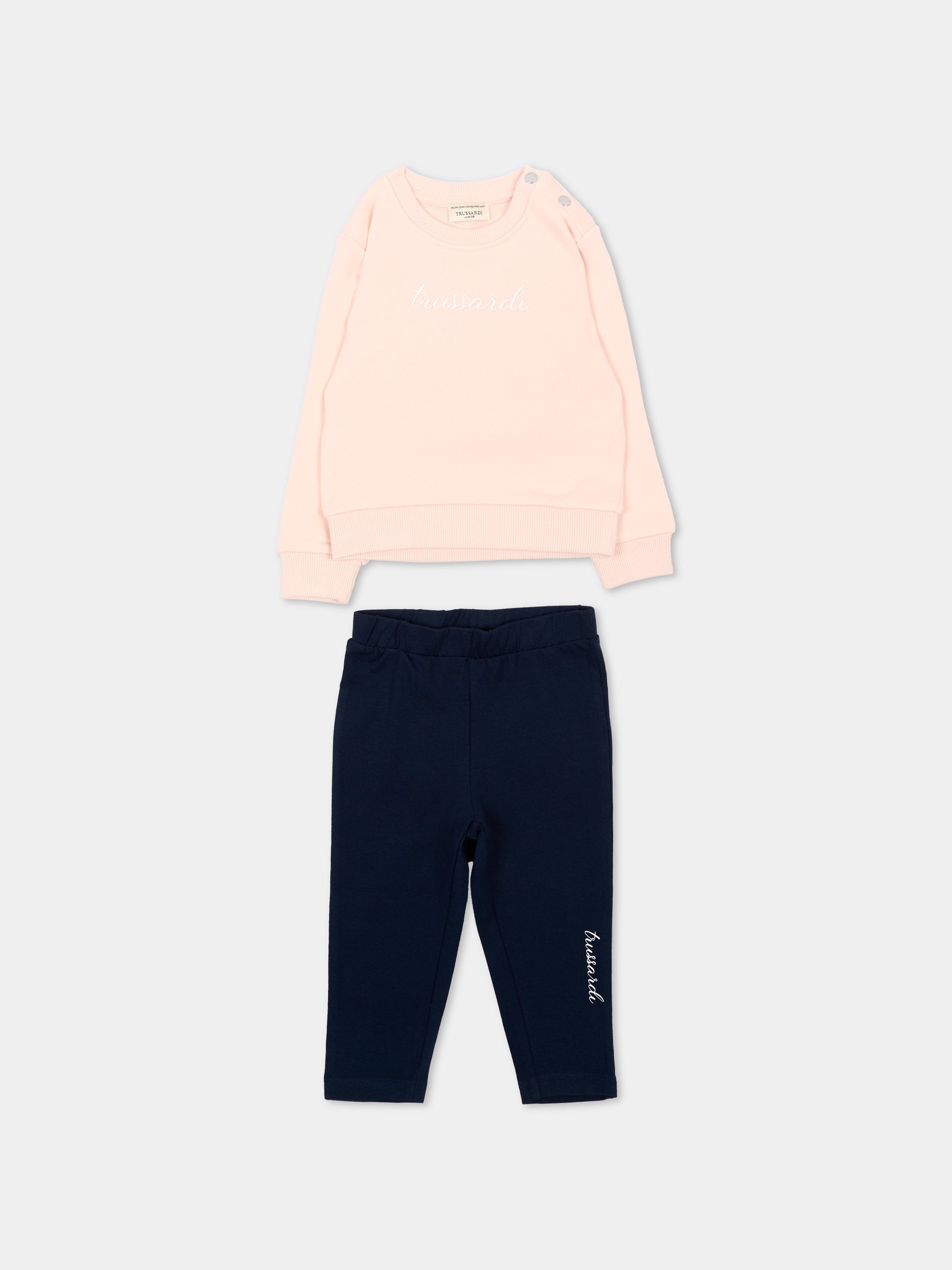 Completo sportivo rosa per neonata con logo,Trussardi Junior,TIA26034CF BLUSH/BL.N BLUSH