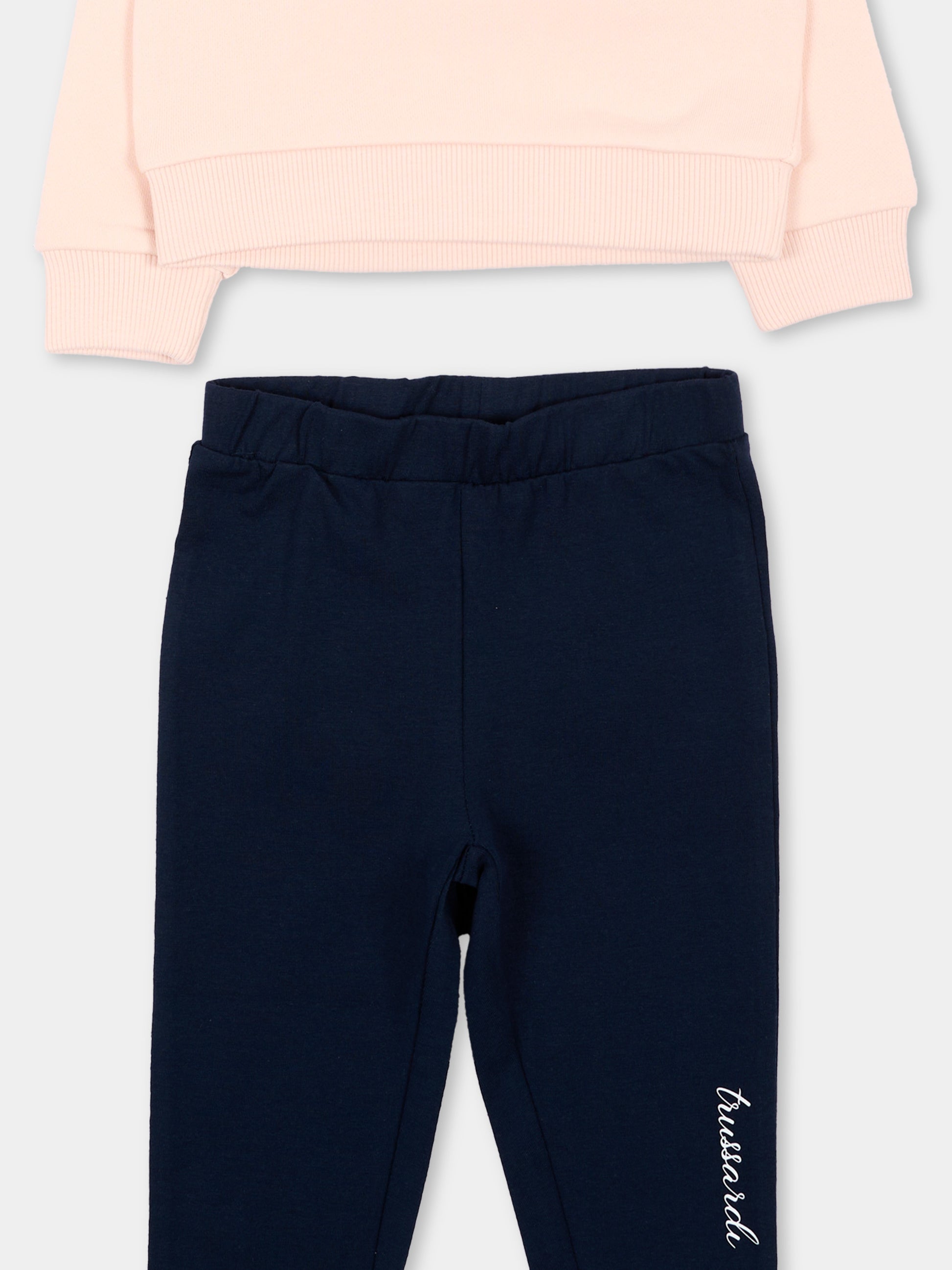 Completo sportivo rosa per neonata con logo,Trussardi Junior,TIA26034CF BLUSH/BL.N BLUSH