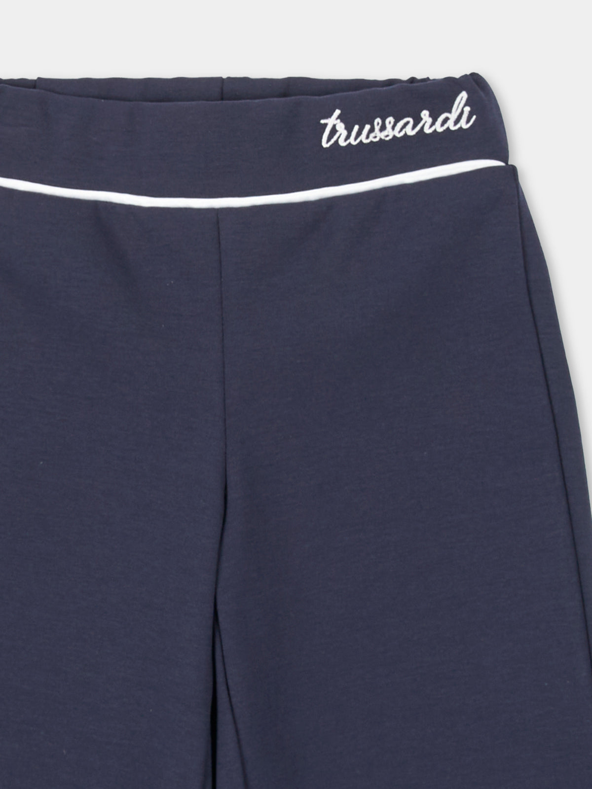 Pantalone blu per neonata con balza,Trussardi Junior,TIA26157PA BLUE_NAVAL BLUE NAVAL